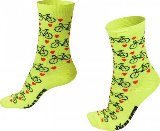 MEIA HUPI - LOVE BIKE AMARELO NEON