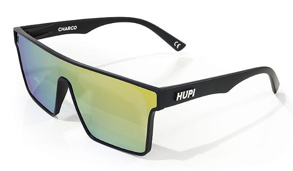 OCULOS DE SOL HUPI CHARGO PRETO LENTE AMARELO ESPELHADO