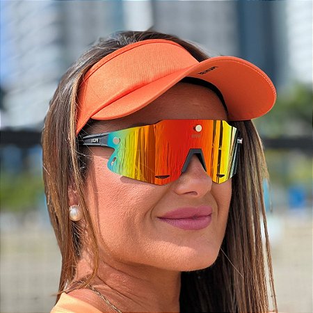 OCULOS DE SOL HUPI MAGNETIC PRETO LENTE VERMELHO ESPELHADO