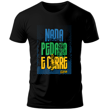 CAMISETA DRY FIT PRETA NADA PEDALA E CORRE - LANÇAMENTO
