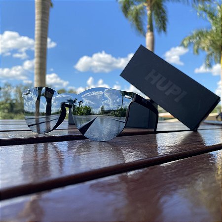 OCULOS DE SOL HUPI TULUM PRETO LENTE PRATA ESPELHADO