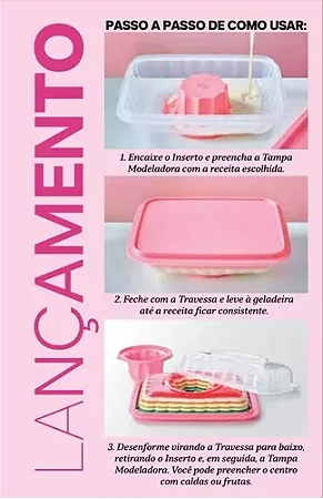 Tupperware Mágica Retangular Grande 2,5 litros Rosa
