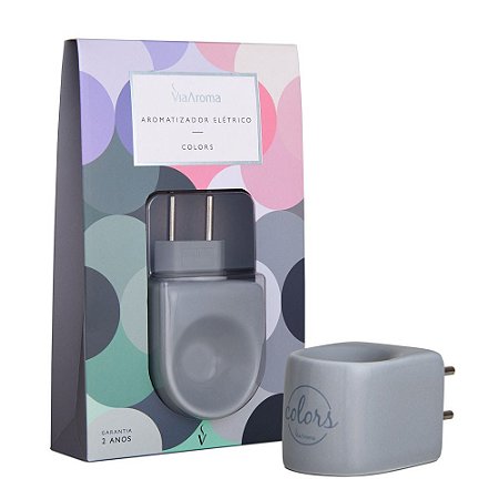 Aromatizador Elétr Colors Cinza Porcelana Via Aroma Difusor