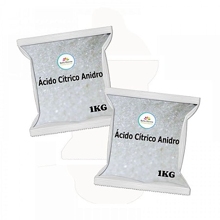 Kit 2 Ácido Cítrico Anidro 1kg - 100% Puro Alimentício 1 kg cada