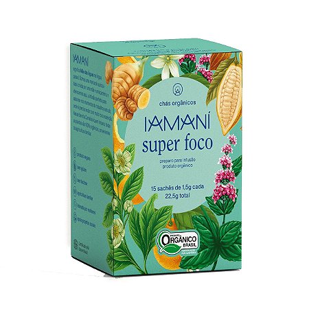 1 Chá Orgânico Super Foco 15 sachês de 1,5g cada Iamani