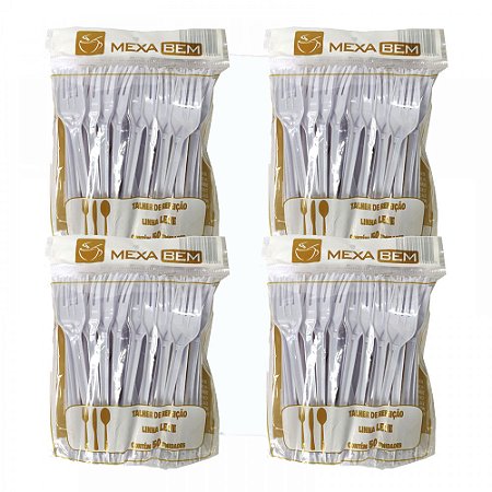 Kit 200 Unid Garfo Refeição Leve Branco 15,5cm