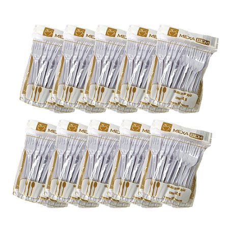 Kit 500 Unid Garfo Refeição Leve Branco 15,5cm