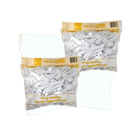 Kit 2 Pct 500 un cada Pazinha de Sorvete Branca 7,5cm