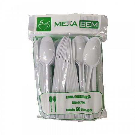 Colher De Sobremesa Branca 12cm Com 50 Unidades
