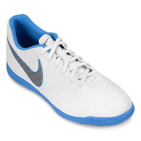 chuteira nike branca com azul