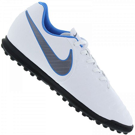 chuteira nike society azul e branca