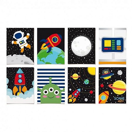 Cartaz Decorativo Astronauta Sortido 8 Unidades