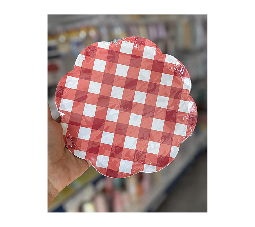 Prato De Papel Xadrez Vichy Vermelho 8 Un  19Cm Cod 1954