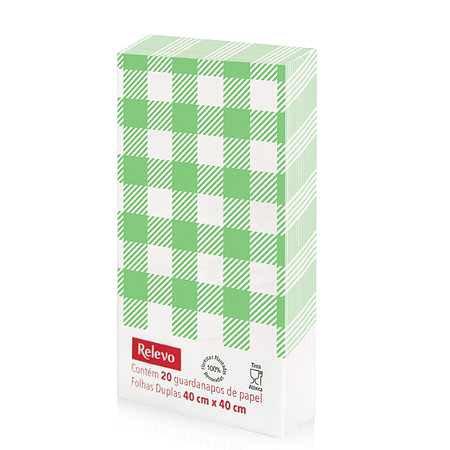 Guardanapo Folha Dupla 40X40 Cm Xadrez Verde Relevo