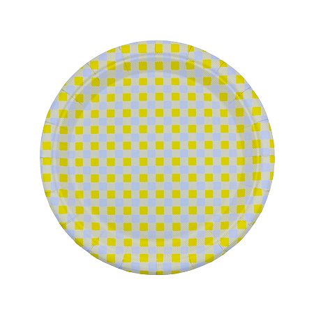 Prato Papel Xadrez Amarelo Junina