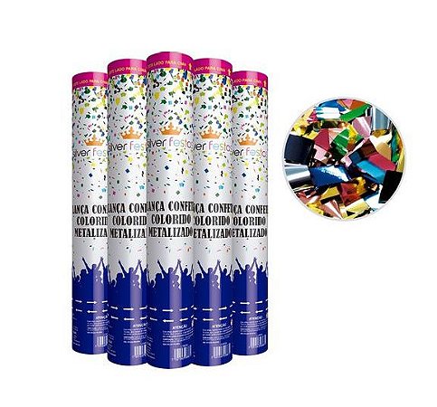 Lança Confete Colorido Metalizado 30cm picado 01 unidade