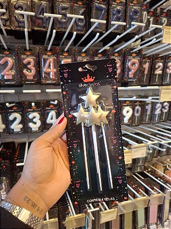 Vela Estrela Dourada Silver 4un