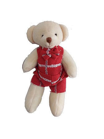 Ornamento Pelúcia Ursinho Vermelho/Branco 15cm 01un. Natal