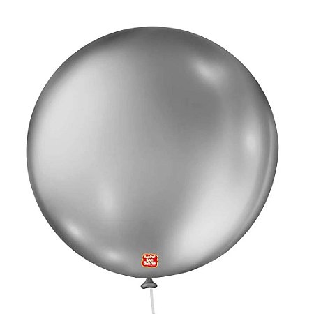 Balão 5 polegadas Metalizad Redondo Prateado 25 un São Roque