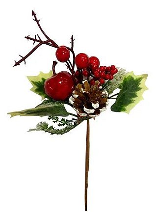 Pick Folhas E Frutas Vermelho E Verde Natal 01 un.