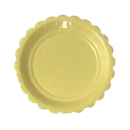 Prato De Papel Liso Amarelo Candy 19Cm 08 un.