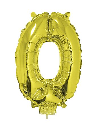 Balão Metalizado Número 0 Ouro 16 polegadas 41cm
