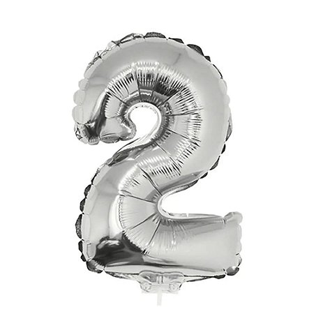 Balão Metalizado Número 2 Prata 16 polegadas 41cm