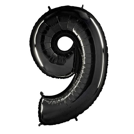 Balão Metalizado Número 9 Preto 16 polegadas 41cm