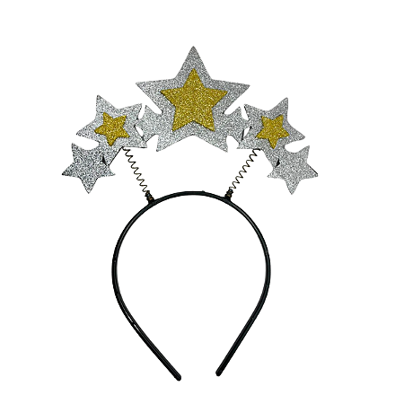 Tiara Carnaval Estrelas Prata/Dourado Eva Glitter 01 un.