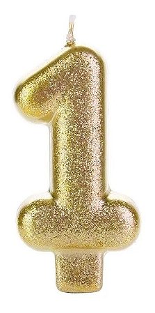 Vela Dourada Glitter Numero 1 Silver