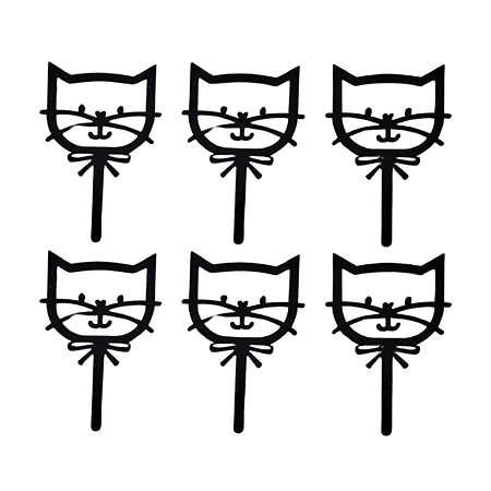 Tag Decorativo Gato Vazado Ac2 Preto 6C Preto
