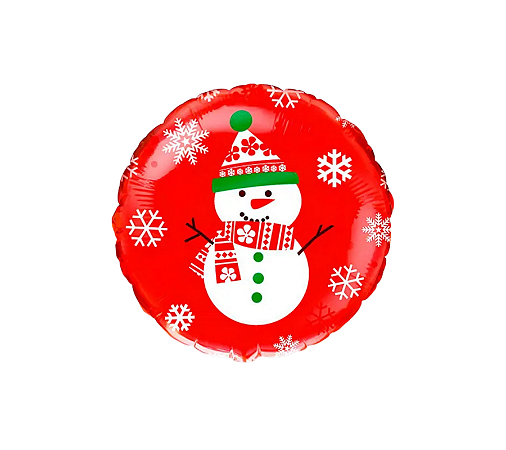 Balão Metalizado Boneco De Neve Redondo Natal 20" 50cm