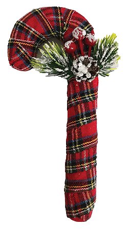 Bengala Xadrez Vermelho Verde Natal Enfeite Decoração 17cm