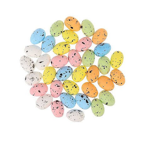 Mini Ovinhos de Pascoa Coloridos Enfeite Isopor 36un