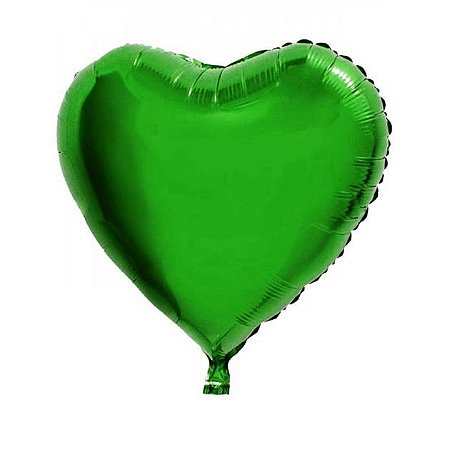 Balao Metalizado Coracao Verde 18"/45cm Cromus