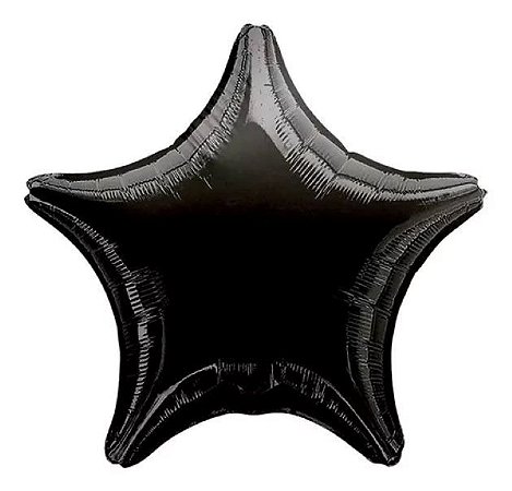 Balao Metalizado Estrela Preto 18"/45cm Cromus