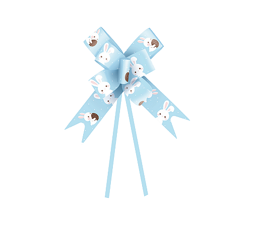 Laço Pronto Coelhinho sai da toca Azul 22mm 10un Páscoa