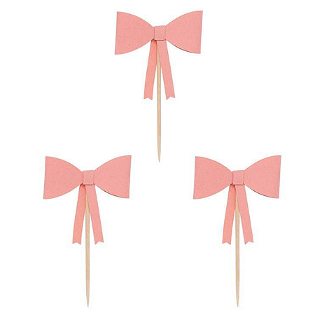 Topper Para Doces e Cupcakes Laço (3 und) - Rosa Flamingo