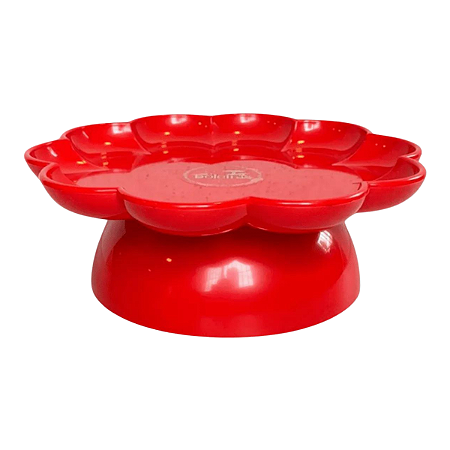 Bandeja Flower com pé 1un Vermelho Flor Só Boleiras