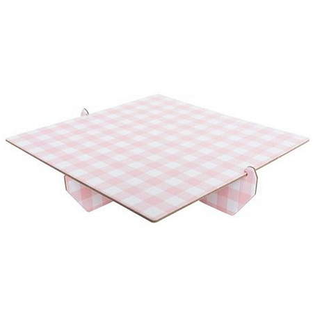 Bandeja Quadrada Xadrez Rosa 20x20