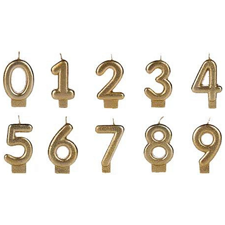 Vela Dourada Glitter Numeros Silver