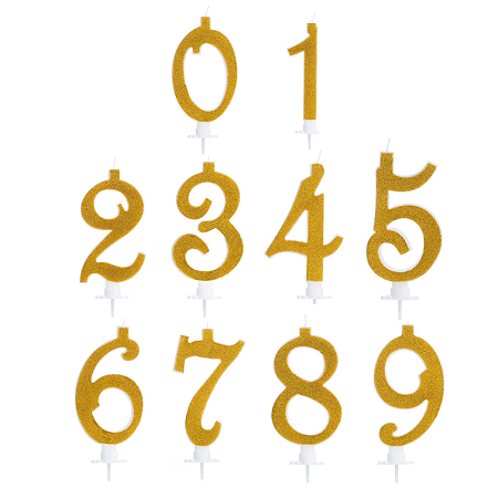 Vela Grande Dourada Glitter Cromus Numeros