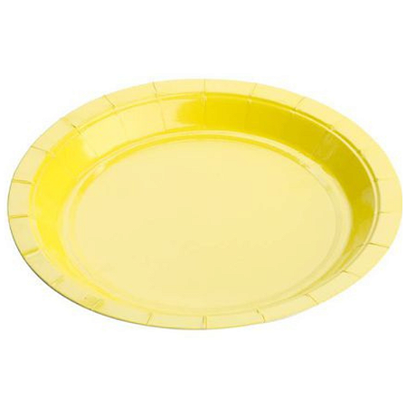 Prato Papel Liso Amarelo 18cm (10un) Silver