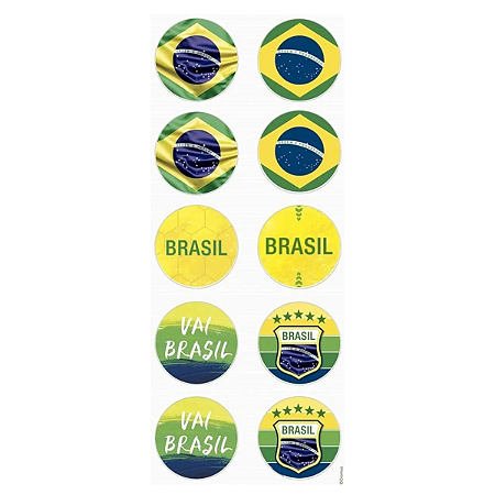 Adesivo Redondo Vai Brasil Cromus 30Un 4cm