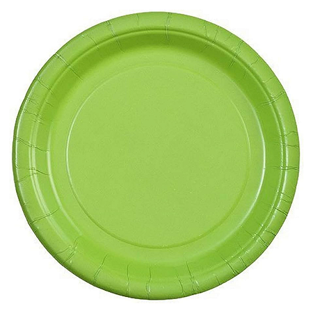 Prato Papel Liso Verde Limão 18cm - 8un