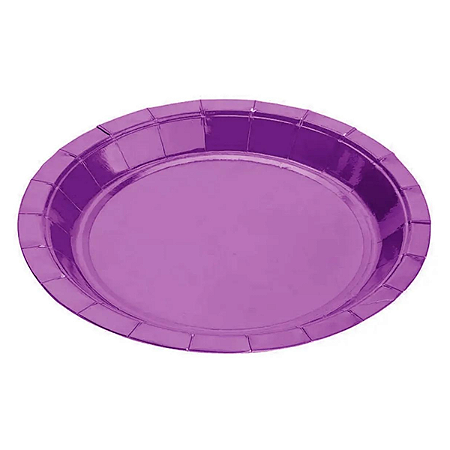 Prato Papel Liso Roxo 18cm - 8un