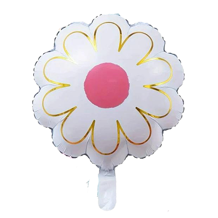 Balão Metalizado Margarida Branco 42,5x52,5cm 1un