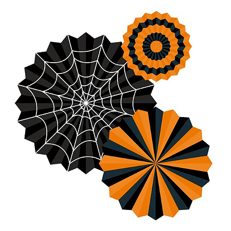 Kit Decorativo Leque de Papel Halloween 10/16/20cm 3un