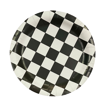 Prato Papel Quadriculado Corrida Preto/Branco 18cm 8un