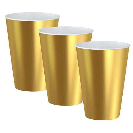 Copo Papel Dourado Metalizado 270ml 8un